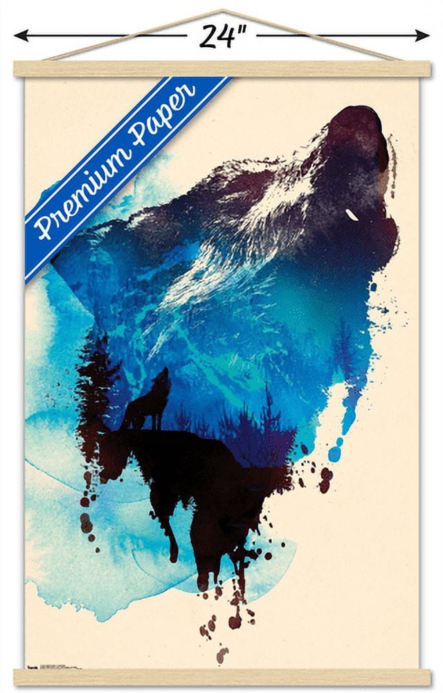 Robert Farkas - Wolf Paint Wall Poster with Wooden Magnetic Frame, 22.375" x 34"