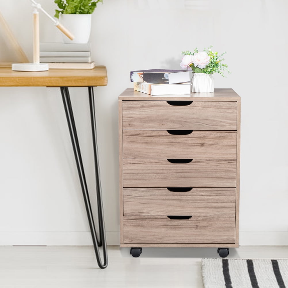 Lowestbest Five Drawer Storage Cabinet, Kitchen Cart Cabinet on Wheels, Beige Lowestbest Five Drawer Storage Cabinet, Kitchen Cart Cabinet on Wheels, Beige