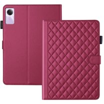 For Xiaomi Redmi Pad SE 11 inch Released 2023 Case, Rhombus Pattern Multiple Viewing Angles Stand Slim Folio Cover (Red)