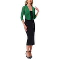 thumbnail image 2 of INSPIRE CHIC Women's Sheer Mesh Bolero Shrugs 3/4 Sleeve Lightweight Elegant Cropped Cardigan Green L, 2 of 6