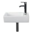 thumbnail image 5 of Wonline Bathroom Wall Mount Rectangle Corner Single Sink White Porcelain Ceramic Vessel Sink & Chrome Faucet Combo without P-Trap, 5 of 9
