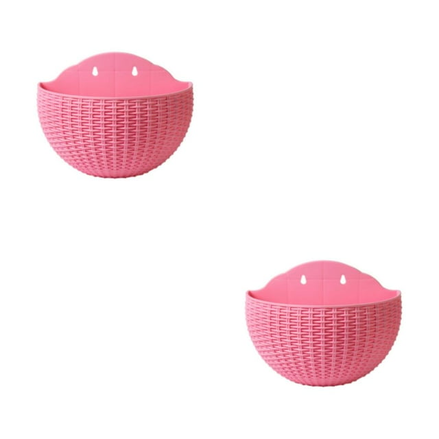Transemion Stylish And Durable Plastic Flowerpot With Drainage ABS Wall Plastic Pot Flower Pot Widely Used Double-layer Structure Pink 2Set