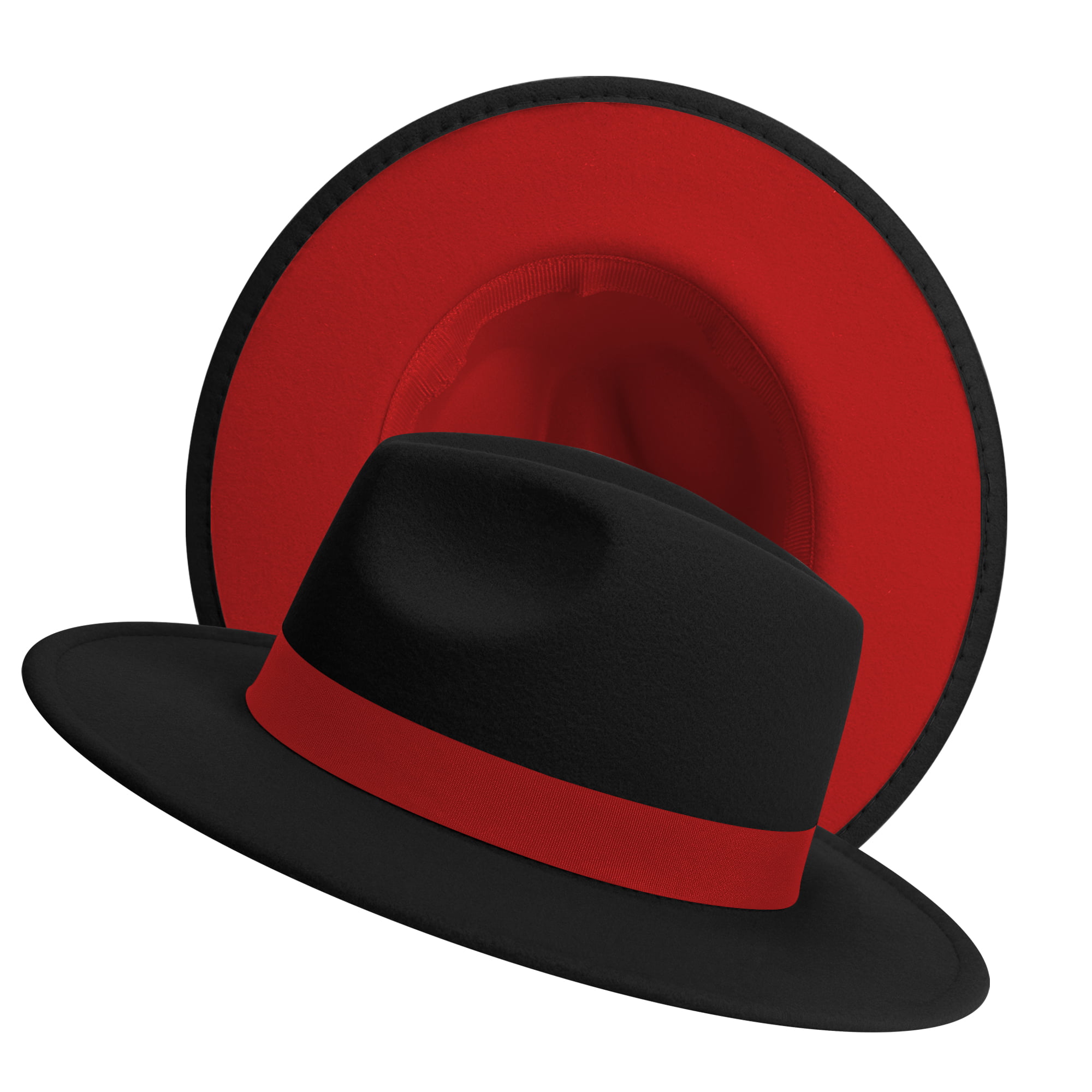The Trendy Women Felt Wide Brim Fedora Top Hat/ Rust Red