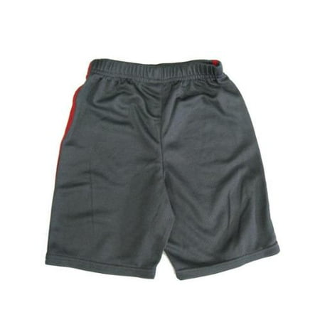 - Little Boys Grey Red Color Elastic Waist Basketball Shorts 4-7