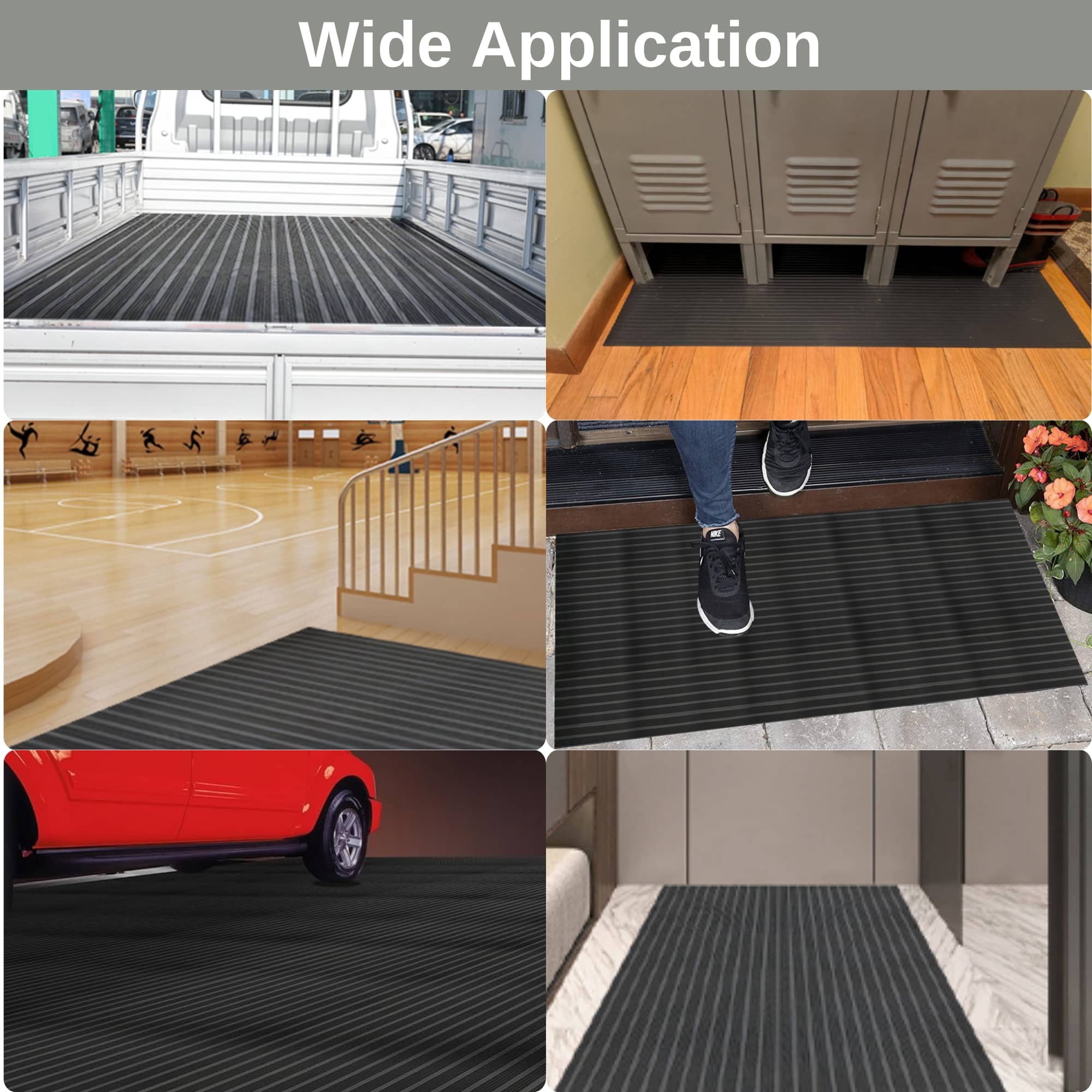 Qunbio Corrugated Rubber Floor Mat, 3.3ft x 9.8ft Fine Rib Heavy Duty Garage Floor Mat for Home, Entryway, Lab, Indoor Outdoor Floor Protection