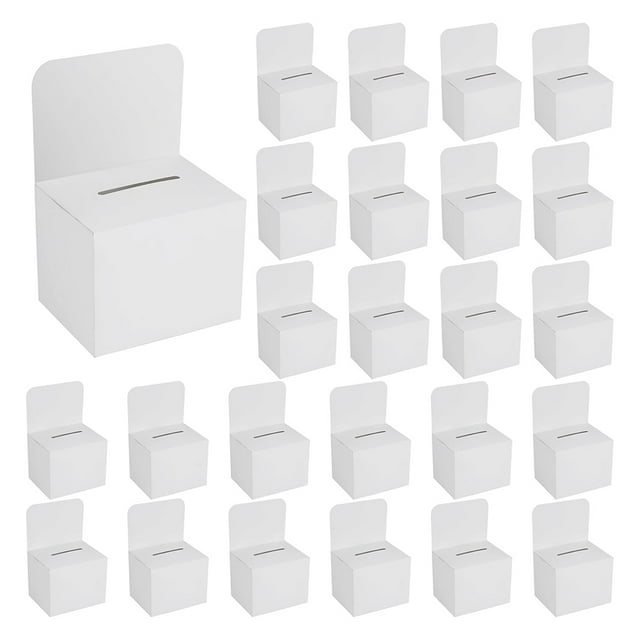 24 Pack Suggestion Box,Raffle Boxes with Slot.Donation Boxes for Fundraising,Ballot Box with Slot for Business,24 * Suggestion box,White