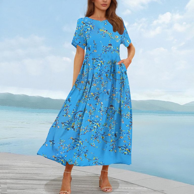 navy blue dress for baby girl A-Line Floral Maxi Dress main image 1