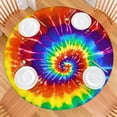 thumbnail image 2 of Colorful Tie Dye Pattern Round Fitted Tablecloth with Elastic Edge,Dining Table Cover Waterproof,Outdoor Round Tablecloth for Camping,Dining,Indoor and Outdoor, 2 of 7