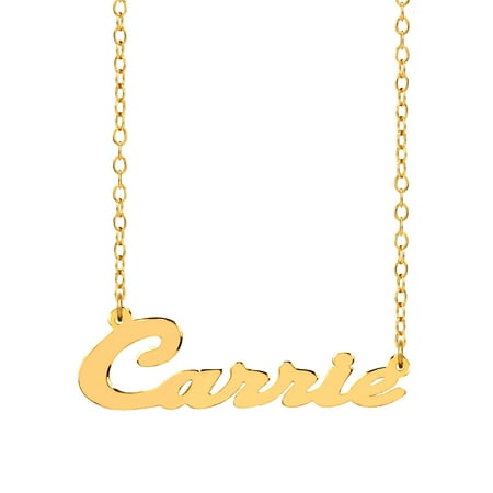 Personalized Sterling Silver, Gold Plated, 10k or 14k Script Single Nameplate Necklace With 18 inch Link Chain