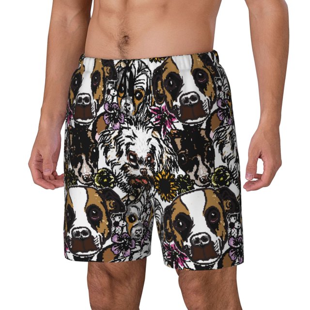 Balery Cute Dogs Puppy2 Bañador para hombre, shorts de playa de secado rápido con entrepierna y forro de compresión-Large