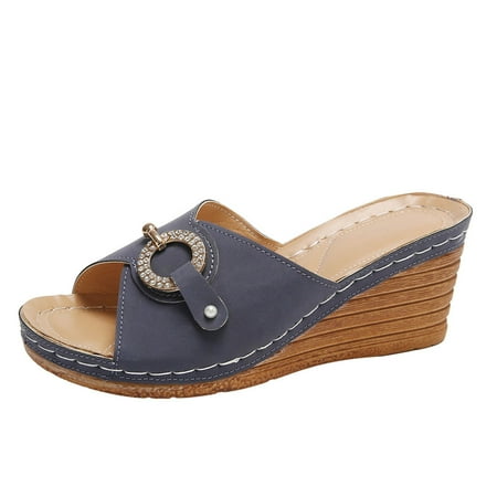 

WNVMWI Sandals Women Shoes for Women Summer Footbed Sandals for Women Blue Shoes Slippers Flip Flops Women s Wedge Sandals Large Size Comfortable And Stylish Wedge Heel Sandals Comfortable Fl Size 40