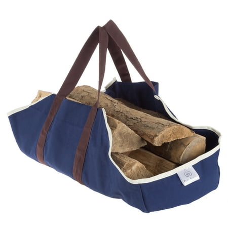 Log Carrier Tote for Firewood- Heavy Duty Canvas Log Holder Bag with Reinforced Handles for Firepits, Fireplaces and Campfires by Pure