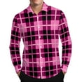 thumbnail image 3 of UVEASISHA Men's Plaid Button Up Shirts Lightweight Fashion Checkered Print Dress Shirt Business Casual Slim Fit Work Shirts Fall Outfits Hot Pink L, 3 of 9