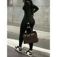 thumbnail image 3 of Women’s Fall Long Sleeve Ribbed Jumpsuit  Front Zipper Fitness Bodysuit for Yoga Casual Wear, 3 of 7