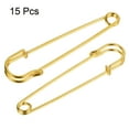 thumbnail image 3 of Uxcell 3.15 inch Large Metal Sewing Pins Safety Pins for Office Home Gold Tone 15 Pack, 3 of 5