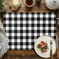 thumbnail image 4 of Farmhouse Vintage Placemats Set of 8, Gingham Checkered Texture Table Mats Washable Heat-Resistant Non-Slip Place Mats for Kitchen Dinner Table Indoor Outdoor Decor,13x19 Inch Black White, 4 of 9