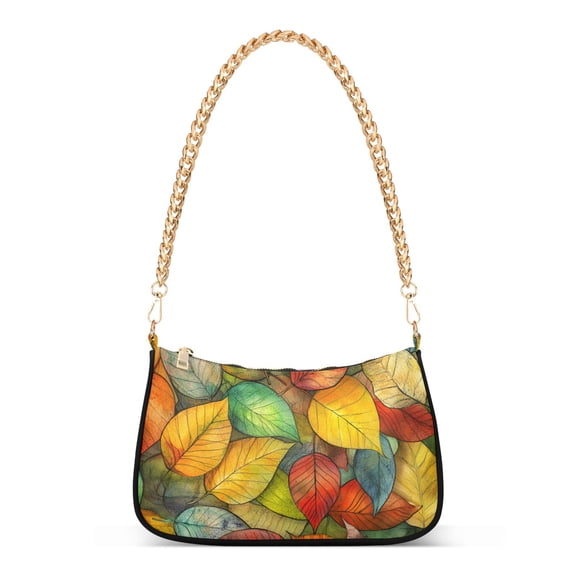 FORMRS Womens Shoulder Bag with Chain Strap Clutch Purse Cute Tote Handbag, Retro Autumn Leaves
