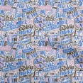 thumbnail image 1 of oneOone Polyester Spandex Blue Fabric Writing Text Craft Projects Decor Fabric Printed By The Yard 56 Inch Wide, 1 of 4