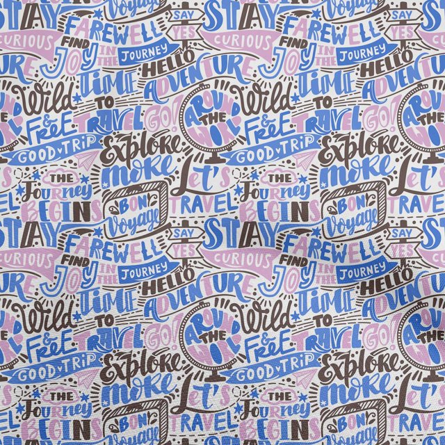 oneOone Polyester Spandex Blue Fabric Writing Text Craft Projects Decor Fabric Printed By The Yard 56 Inch Wide