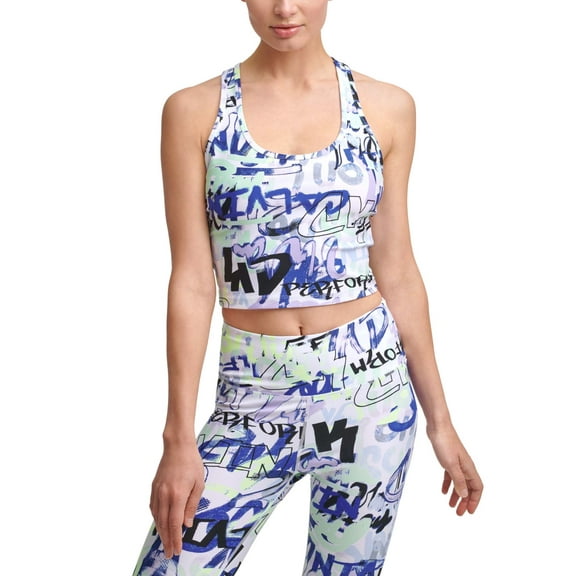 Calvin Klein Womens Performance Printed Racerback Cropped Tank Top