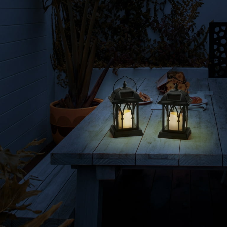 Luminar Outdoor 11 in. Solar LED Bronze Finish Lantern - Yahoo Shopping