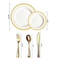 thumbnail image 4 of 125 Piece Gold Plastic Plates & Cutlery Set - Reusable & Recyclable - Gold Rim Plates & Silverware for Weddings, Anniversaries, Parties, Showers- Dinner Plates, Salad Plates, Utensils, 25 Each, 4 of 11