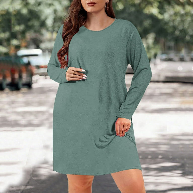 Kmdttou Women's Summer Fall And Winter Fashion Plus Size Oversized Loose  Round Neck Short Sleeved Tie Printed Dress,Chic Day Dresses for Ladies  Summer Wear - Walmart.com