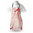 thumbnail image 3 of Coral Apron Monochrome Watercolor Image of Leafless Fall Autumn Tree Branches Peaceful Print, Unisex Kitchen Bib Apron with Adjustable Neck for Cooking Baking Gardening, Dark Coral, by Ambesonne, 3 of 3