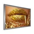 thumbnail image 2 of Designart 'Golden Female Lips' Modern Framed Art Print, 2 of 4