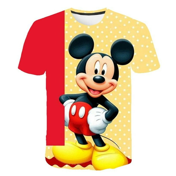 Camisetas de manga corta de verano para niños, camisetas de Mickey Mouse para niñas, camisetas para niños, camisetas de Mickey Mouse para niños de 1 a 14 años, camiseta 12M Gao Jinjia LED