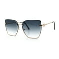 thumbnail image 5 of Womens 1990s Rimless Butterfly Metal Rim Designer Fashion Sunglasses Gold - Smoke, 5 of 8