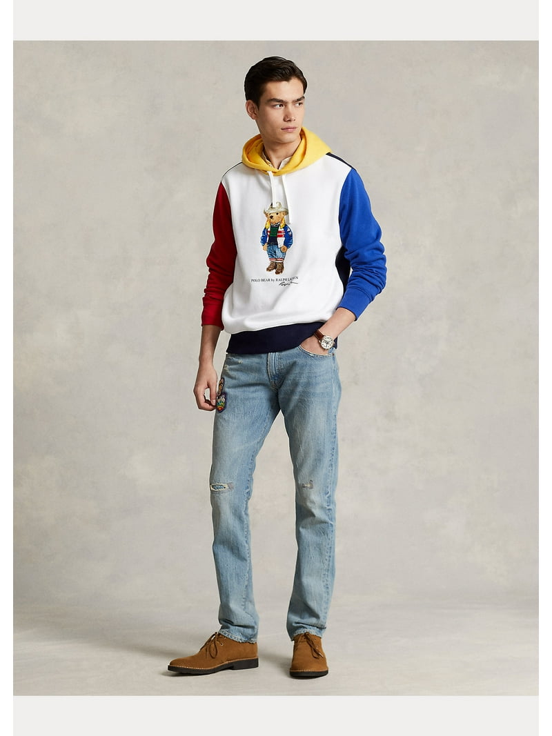 Polo Ralph Lauren Bear Print Fleece Hoodie, Colorblocked, Pullover