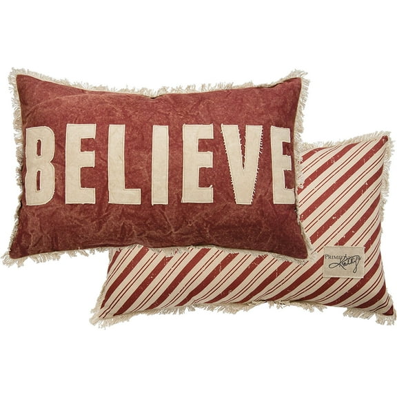 Believe Red and White Christmas Accent Pillow Couch Cushion Decoration 28210 New