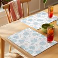 thumbnail image 4 of Blue Gray Coastal Placemats Set of 4 Summer Beach Ocean Coral Conch Shell Place Mats Indoor Wipeable Table Mats Washable Cloth Dining Table Placemats for Kitchen Holiday Party Home Decor 13x19 Inch, 4 of 9