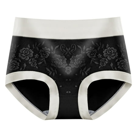 Cotton Panty Underwear Women Breathable Comfortable Briefs High Waist Butt-lifting Everyday Comfort Panties (Large  Black 03)