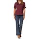 thumbnail image 2 of INSPIRAR CHIC Blusa de Mujer con Cuello Peter Pan en Contraste y Mangas Cortas, Botones, Color Rojo Vino, 2 of 6