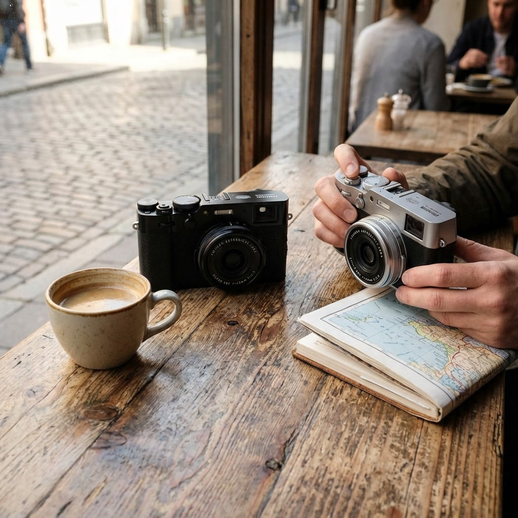 FUJIFILM X100VI Digital Camera 40MP APS-C Sensor, 23mm f/2 Lens, IBIS, Hybrid Viewfinder, Compact Street Photography & Travel Camera (Black) Bundle with Case, 32GB Card, Tripod & Accessories