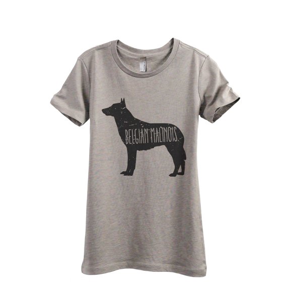 Belgian Malinois Dog Silhouette Women's Fashion Relaxed T-Shirt Tee Heather Tan 2X-Large