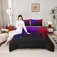 thumbnail image 4 of jejeloiu Geometric Stripes Pattern Twin Comforter Sets,Purple Red Black Bedding Set For Men Women Reversible 2pcs, 4 of 8