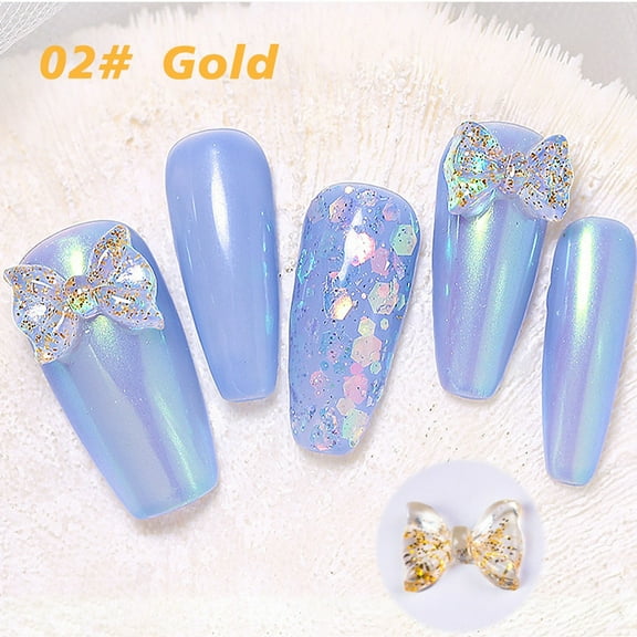 Siquannn Flash Transparent Sticker Nails Design Bow Nail Charms 2mm Rhinestones Glitter Lip Gloss Glitter on Nail Tips Glitter Jar on Nail Stickers Designer Decals for Nails Picking Stone