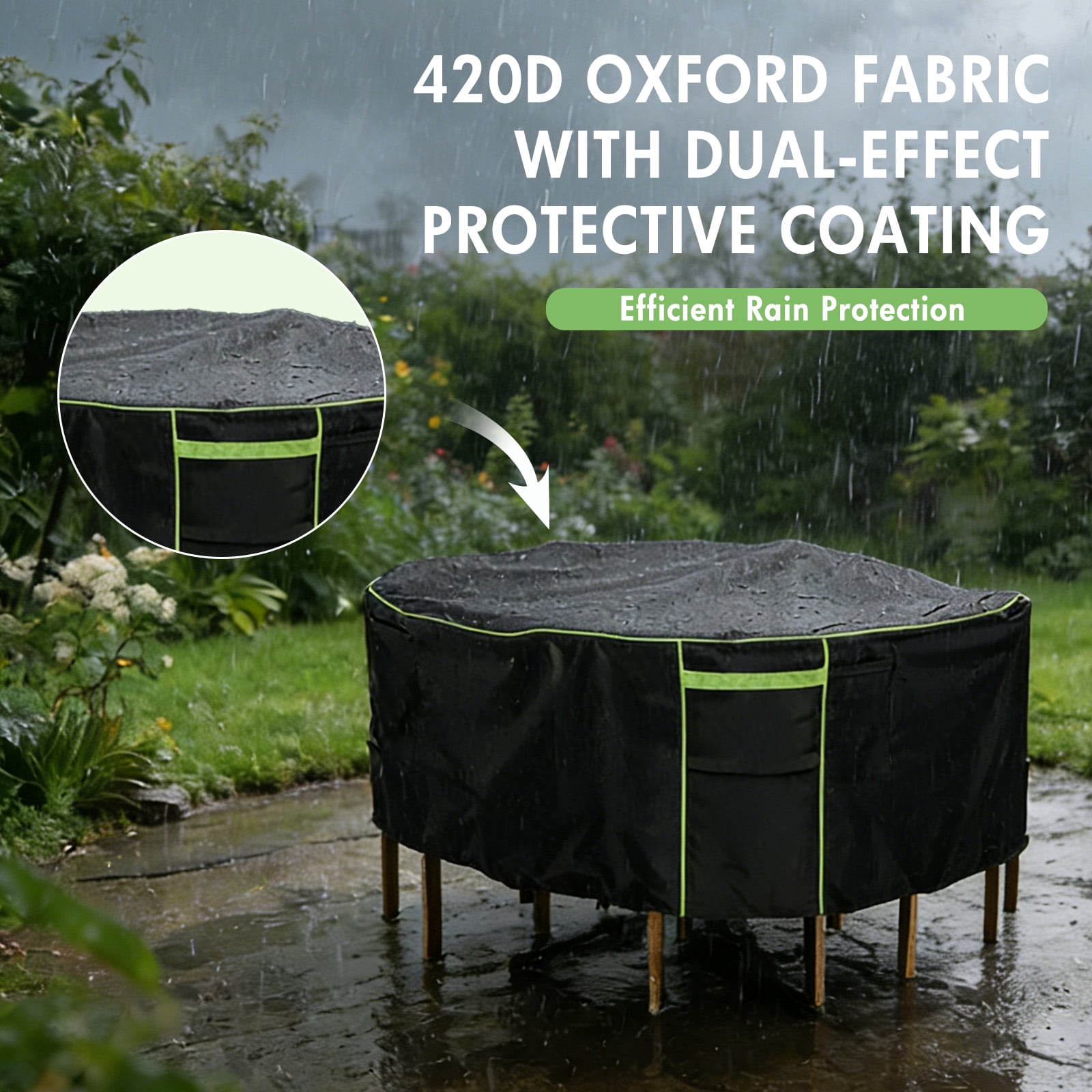 Round Patio Furniture Covers, 84" Dia Outdoor Furniture Covers, Waterproof Outdoor Table Cover, Fire Pit Cover, 420D Cover for Outdoor Furniture Set, Black
