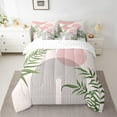 thumbnail image 2 of Homewish Teens Minimalist Stripes Circle 7-Piece Bedding Comforter Set,Vintage Aesthetic Leaves King Bedding Sets,Mid Century Ultra Soft Bed Sheets,Luxury Bedroom Decor,Reversible, 2 of 8