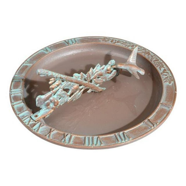 Hummingbird Sundial Birdbath - Copper Verdi