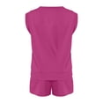 thumbnail image 6 of LSONABXA Hot Pink Baseball Caps for Women Under $15 Women's Cap Sleeve Crewneck Top & Drawstring Short Outfit Two Piece Set T Shirt And Short, 6 of 6