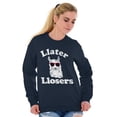 thumbnail image 4 of Llater Losers Nerdy Geeky Cute Llama Unisex Plus Fleece Graphic Sweatshirt Brisco Brands 3X, 4 of 5