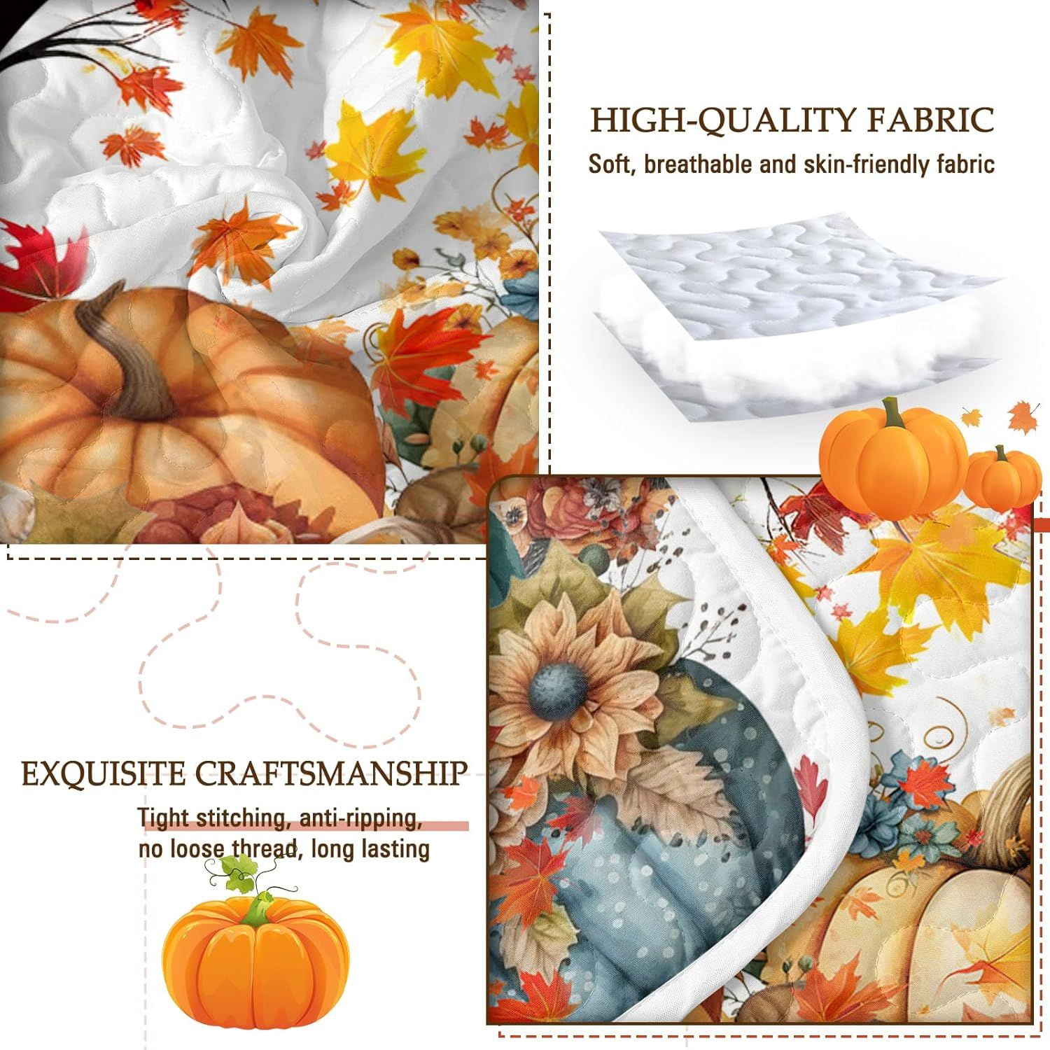 Halloween Quilt Set 1 Quilt + 2 Pillow Shams Soft Microfiber Bedding with Witch Pattern
