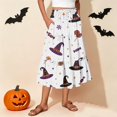 thumbnail image 2 of EANJE Halloween Womens Casual Elastic Waist Drawstring Midi Skirt Print Vacation Style A Line Flowy Skirt for Daily Wear Light Gray L, 2 of 4