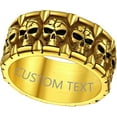 thumbnail image 1 of ORUYROP Can Engrave Men Skull Rings, Stainless Steel Statement Biker Rings, Gold Plated/Black-Send Gift Box, 1 of 7