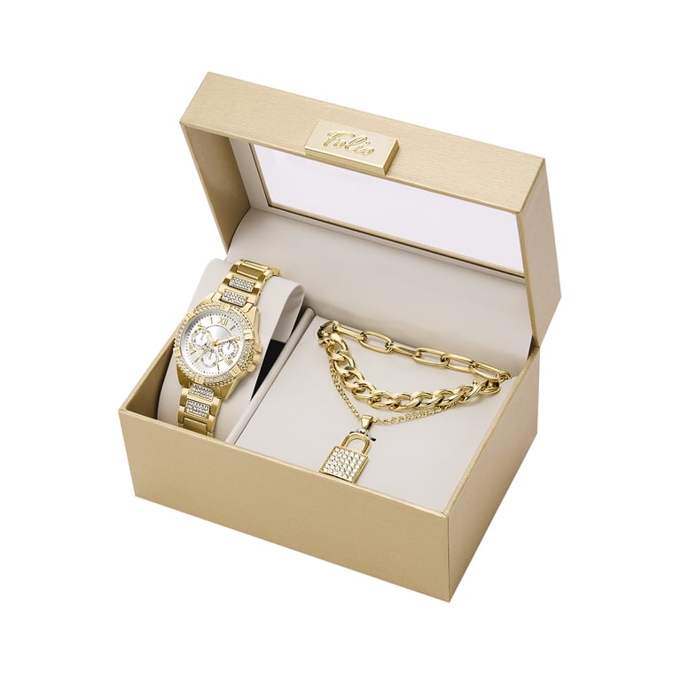 Gold-Tone Women\'s Link Watch and Necklace Set Folio Women main image 2