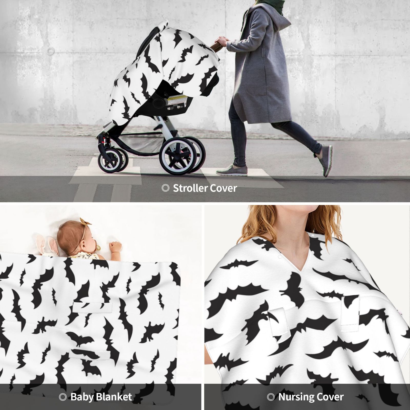 Car Seat Cover Baby - black bats cool Breathable Infant Car Seat Cover for Baby Carseat, Lightweight Comfort Baby Essentials Must Haves Newborn Stuff for Girl Boy